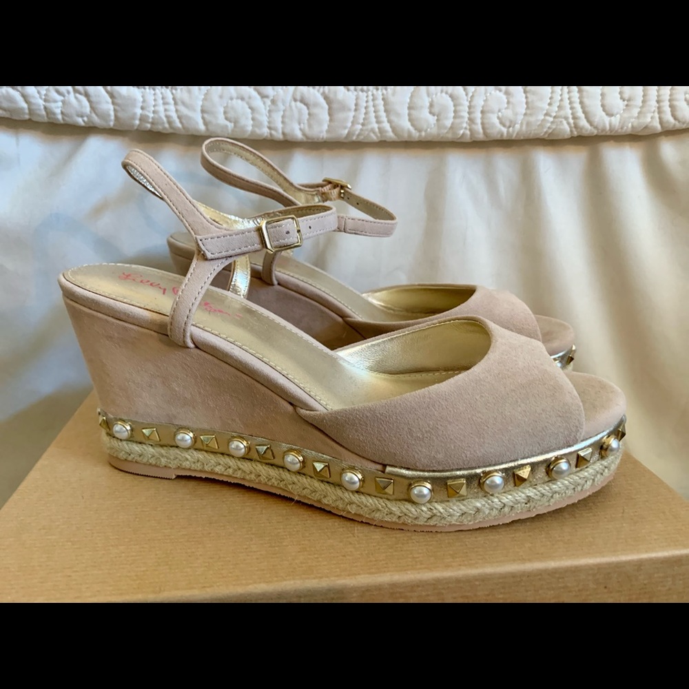 LILLY PULITZER Hadley Suede Wedge Espadrilles. Sz 9